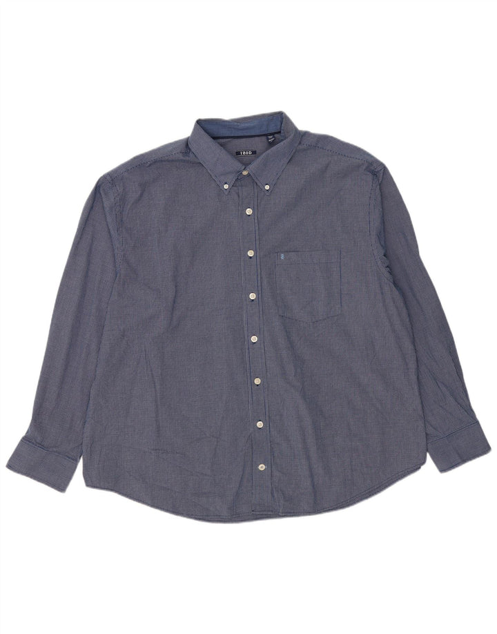 Izod Camisa holgada para hombre 2XL Algodón a cuadros azul clásico