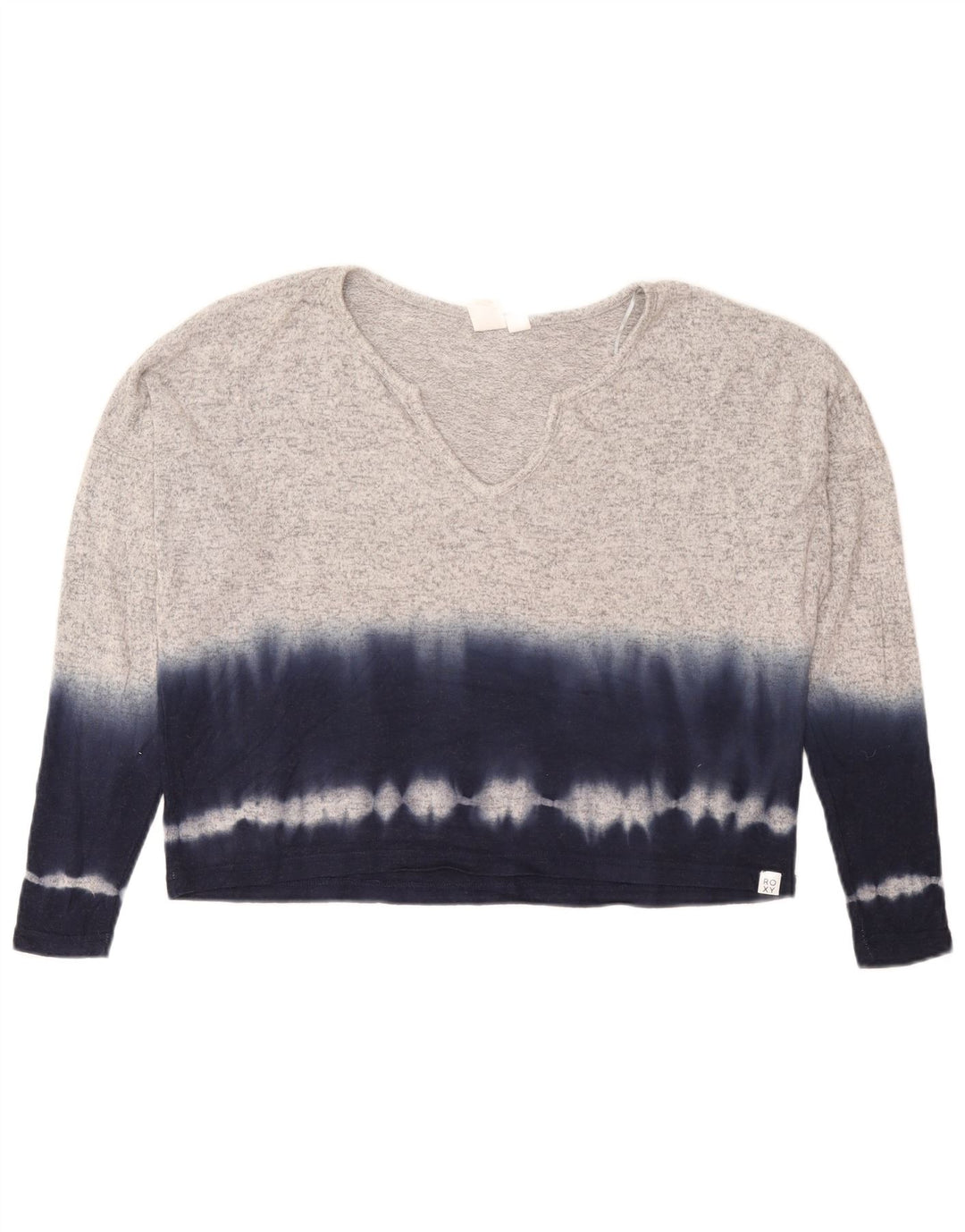 Roxy Mujer Oversize Top Manga Larga UK 10 Small Gris Tie Dye Viscosa
