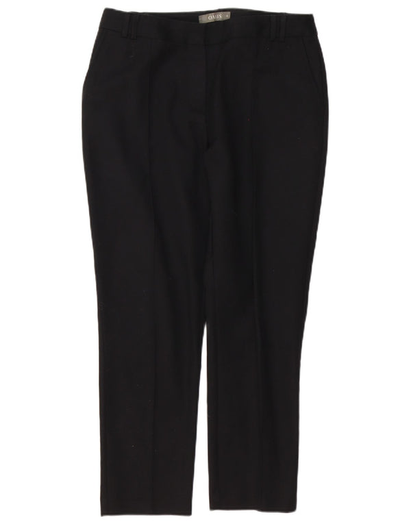 Oasis Pantalones Chinos Rectos para Mujer UK 10 Small W30 L26 Algodón Negro
