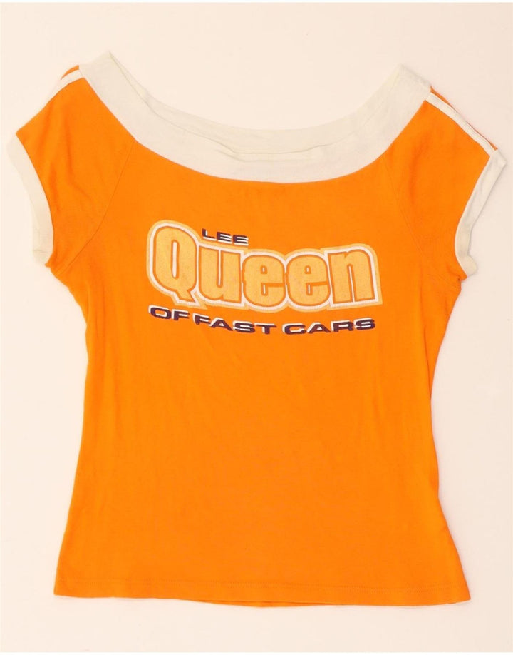 LEE Camiseta corta gráfica para mujer Top UK 12 Algodón naranja mediano