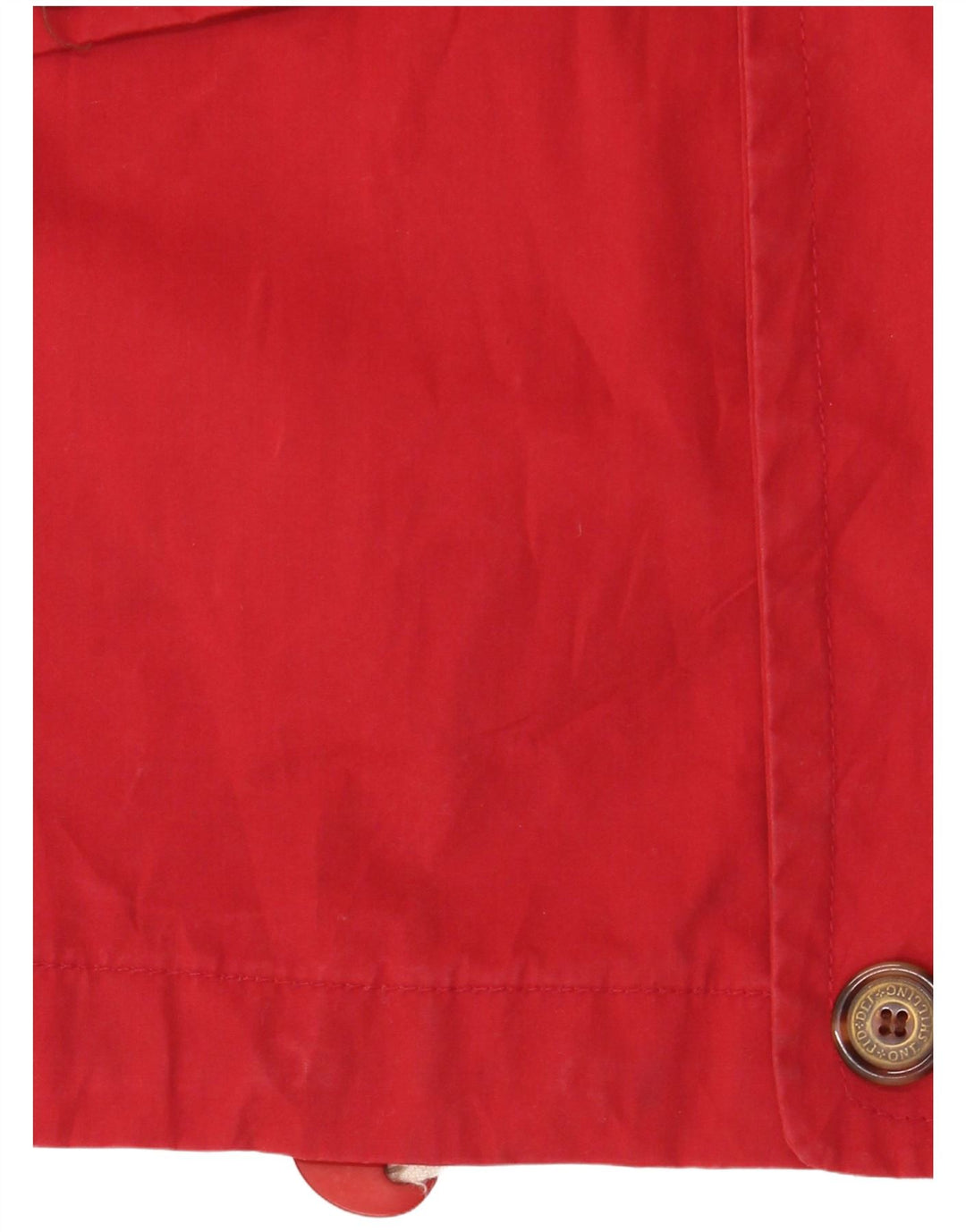 Vintage hombres con capucha suelta ajuste chaqueta utilitaria Reino Unido 36 pequeño poliéster rojo