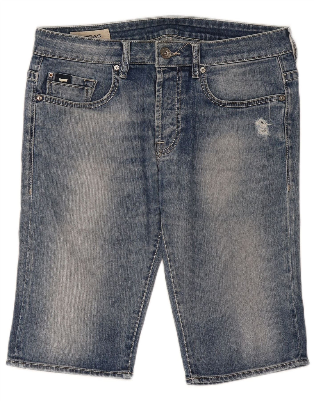 Pantalones cortos de mezclilla desgastados para hombre Gas W34 Algodón azul grande