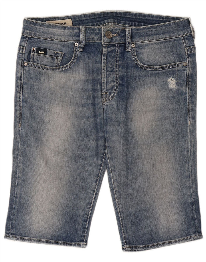 Pantalones cortos de mezclilla desgastados para hombre Gas W34 Algodón azul grande