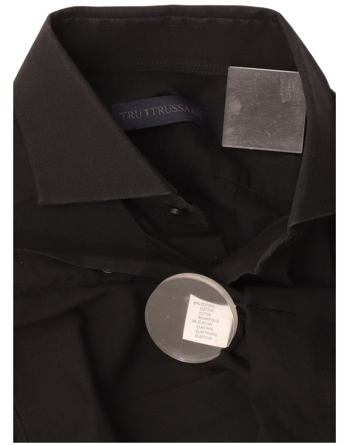 Camisa Trussardi Hombre Talla 39 15 1/2 Mediana Negro Algodón