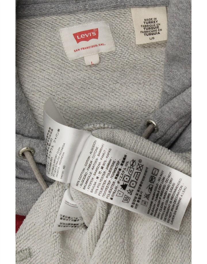 Levi's Jersey con capucha gráfica para hombre de algodón gris grande