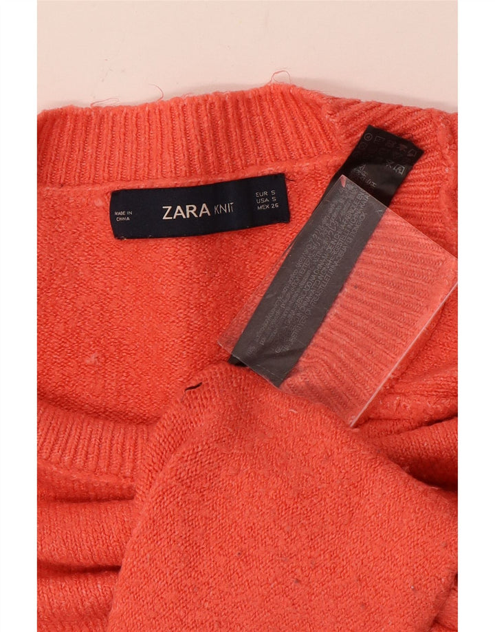 Zara - Jersey extragrande con cuello barco para mujer, talla 40, poliéster naranja pequeño