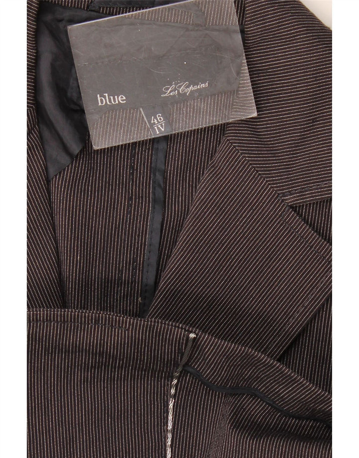 LES COPAINS Chaqueta blazer de 3 botones para mujer IT 46 Grande azul marino a rayas
