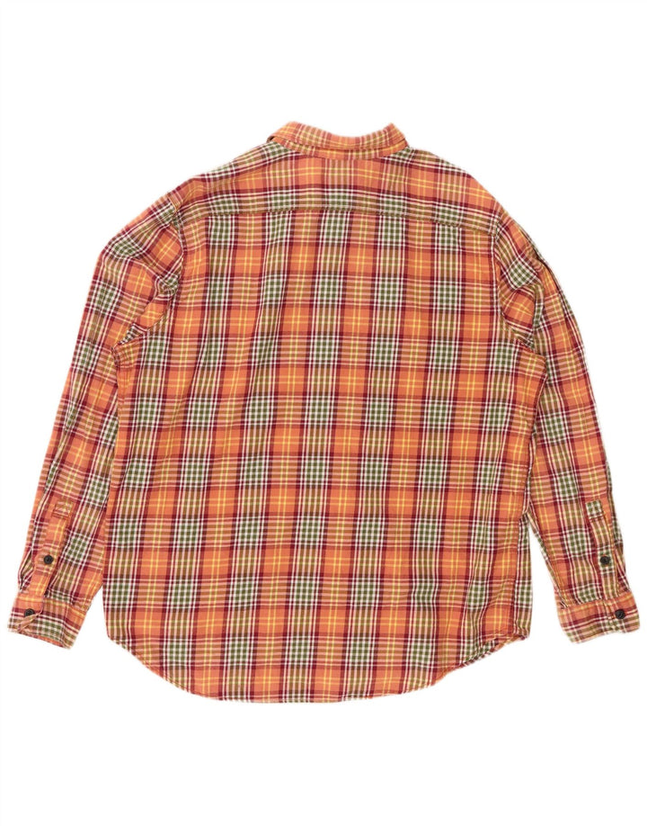 EDDIE BAUER Camisa de franela de ajuste clásico para hombre 2XL Algodón a cuadros naranja