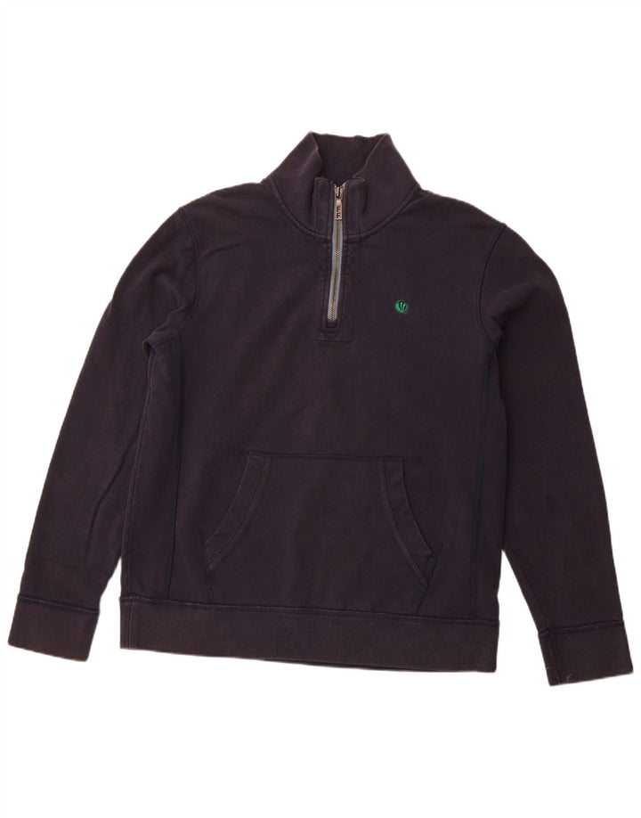 FAT FACE Sudadera con Cuello y Cremallera para Hombre Jersey Grande Azul Marino Algodón