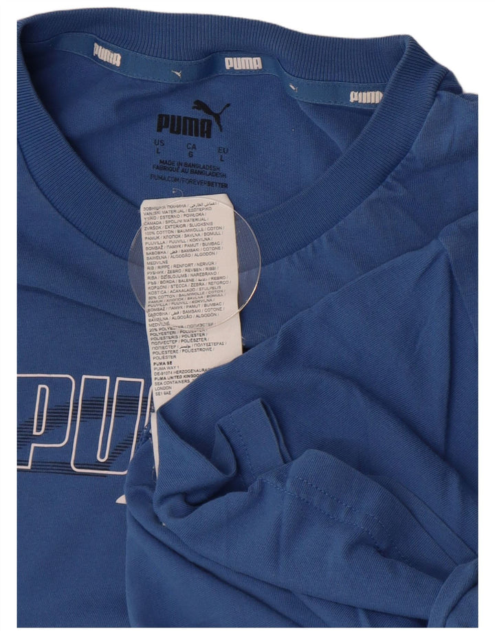 PUMA Camiseta gráfica para hombre Top grande de algodón azul