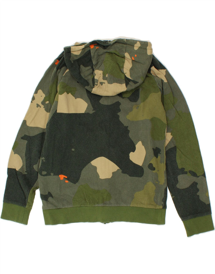 NAPAPIJRI Boys Graphic Zip Hoodie Sweater 11-12 Years Green Camouflage Vintage Napapijri and Second-Hand Napapijri from Messina Hembry 