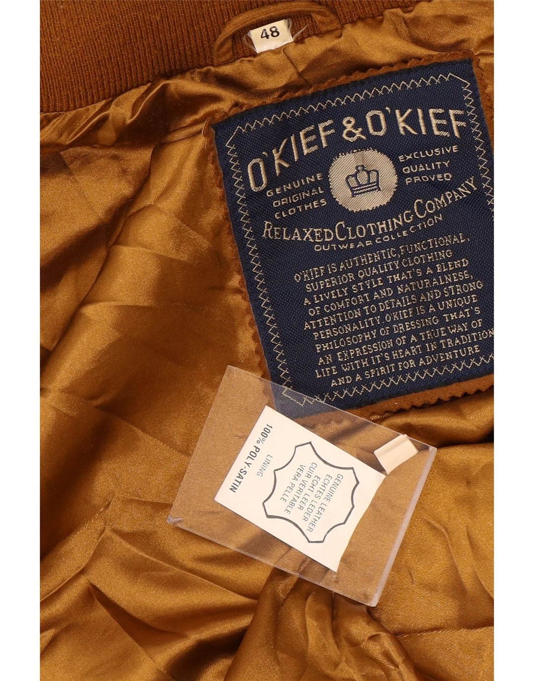 O'Kief Chaqueta bomber de ante holgada para hombre IT 48 Cuero marrón medio