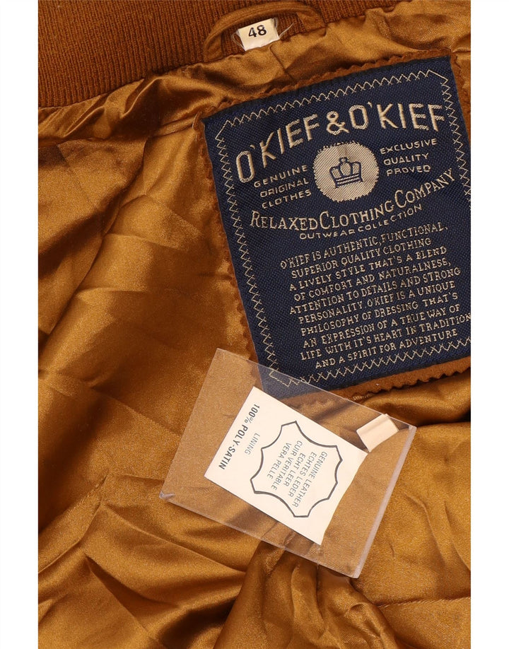 O'Kief Chaqueta bomber de ante holgada para hombre IT 48 Cuero marrón medio
