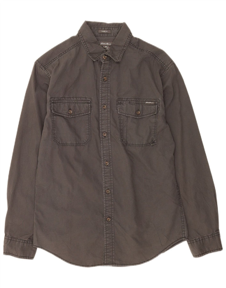 Eddie Bauer Camisa de corte clásico para hombre pequeña de algodón gris