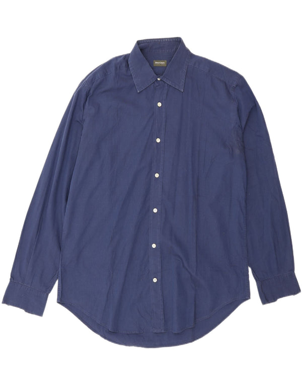 Henry Cottons Camisa para hombre Talla 42 Grande Algodón azul marino