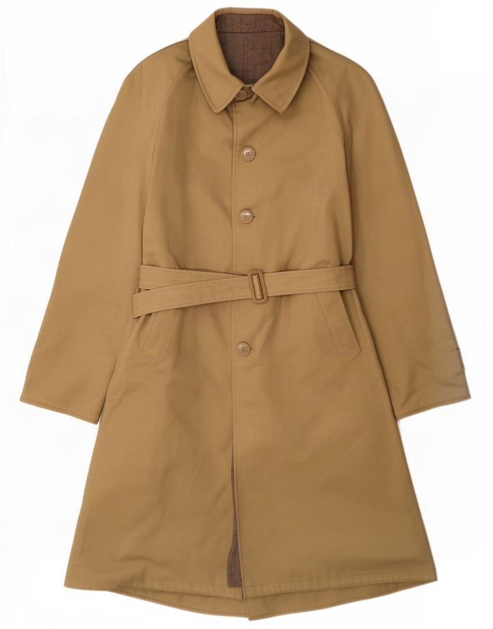 Vintage hombres abrigo reversible Reino Unido 36 pequeño beige