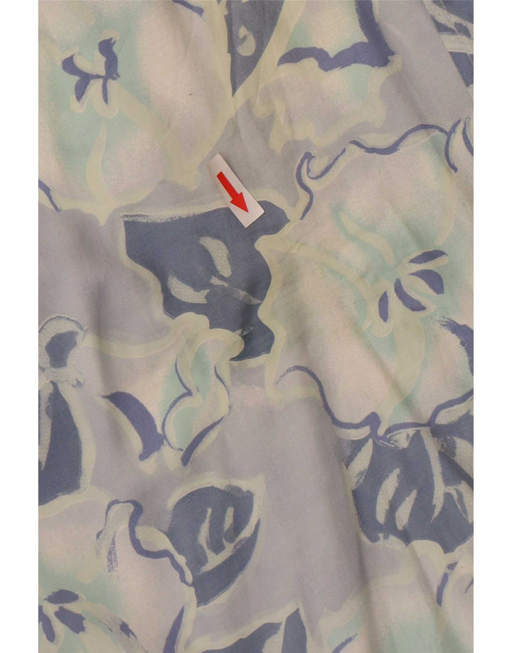 Vintage hombres camisa de manga corta grande azul floral