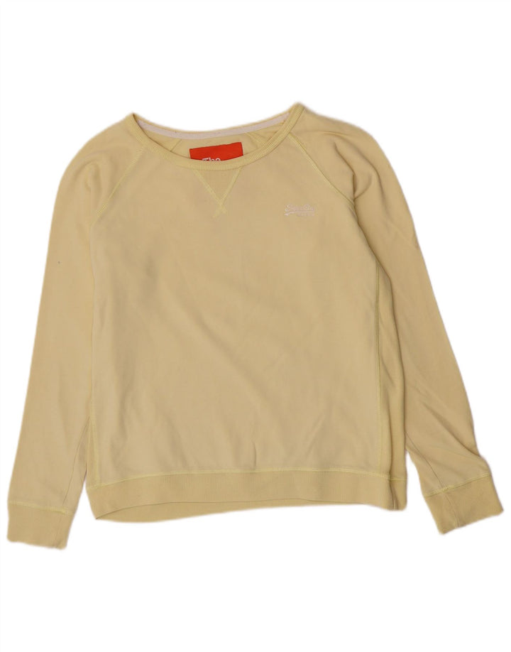 Superdry Mujer Top Manga Larga UK 44 Grande Algodón Amarillo