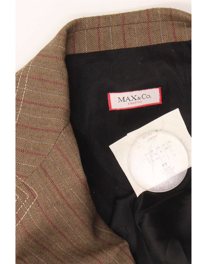 Max & Co. Chaqueta tipo blazer de 3 botones para mujer UK 42 Acetato de rayas marrón medio