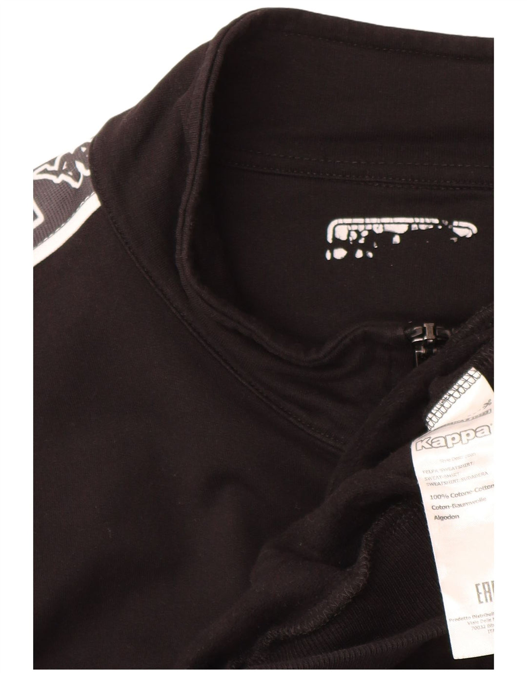Kappa Mens Graphic Chándal Top Chaqueta Grande Algodón Negro