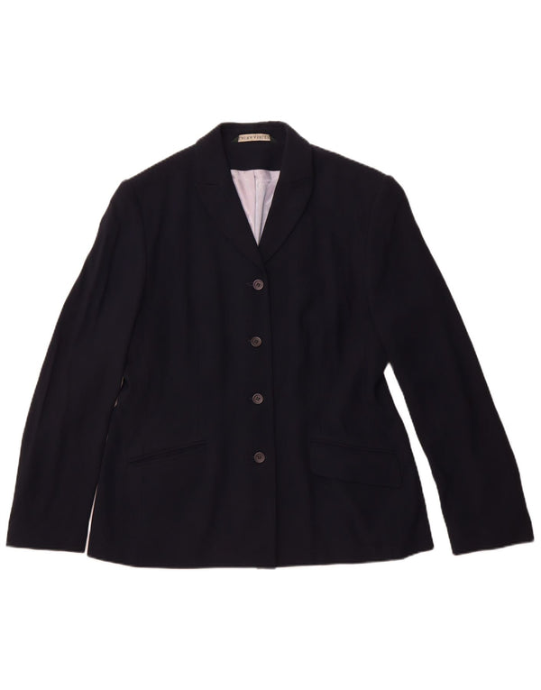 LAURA ASHLEY Chaqueta tipo blazer de 4 botones para mujer UK 46 Grande Viscosa azul marino