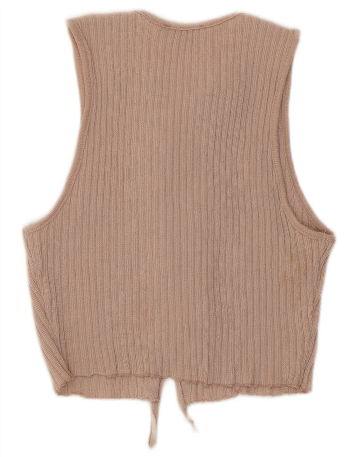 Zara Blusa Corta Sin Mangas para Mujer UK 42 Poliéster Rosa Medio