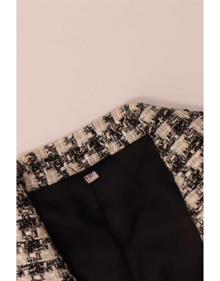 Chaqueta tipo blazer vintage de 3 botones para mujer UK 10 Small Black Houndstooth