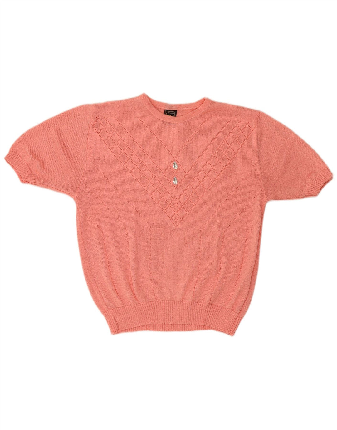 Blusa vintage de manga corta para mujer Top IT 44 Acrílico rosa medio