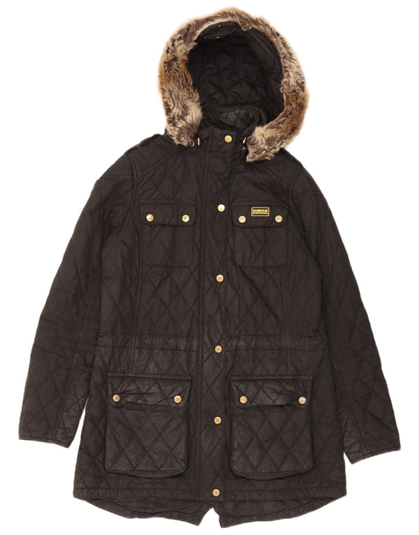 Barbour Chaqueta Parka Acolchada con Capucha para Mujer Reino Unido 12 Mediano Negro