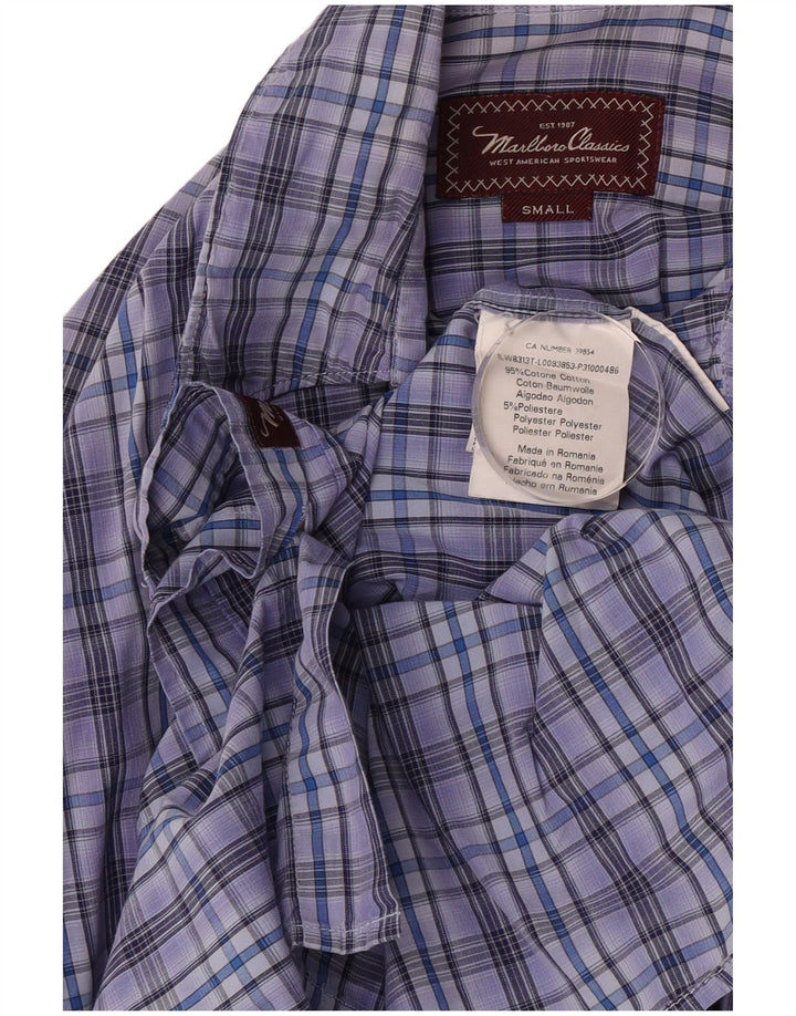 Camisa Marlboro Classics Hombre Small Azul Cuadros Algodón