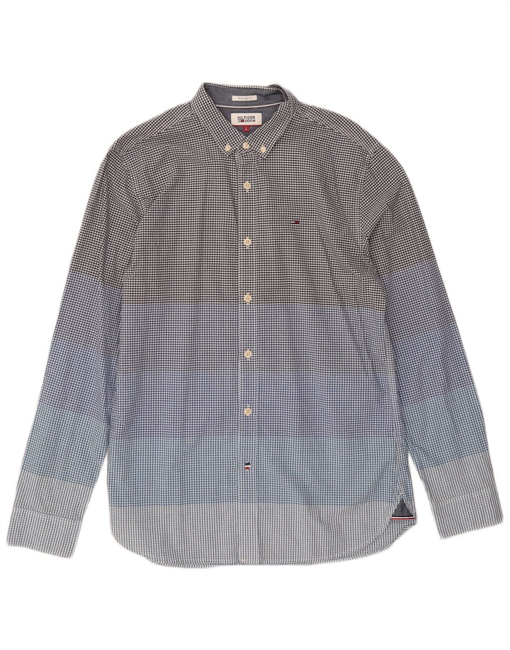 Camisa Tommy Hilfiger de corte regular para hombre de algodón a cuadros azul grande
