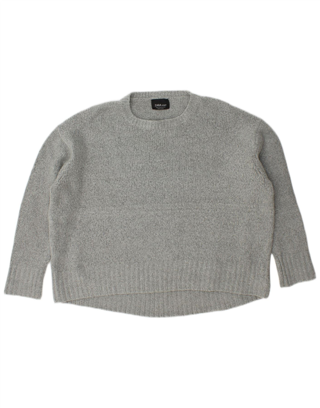 Zara Suéter De Cuello Redondo De Gran Tamaño para Mujer UK 44 Acrílico Gris Medio