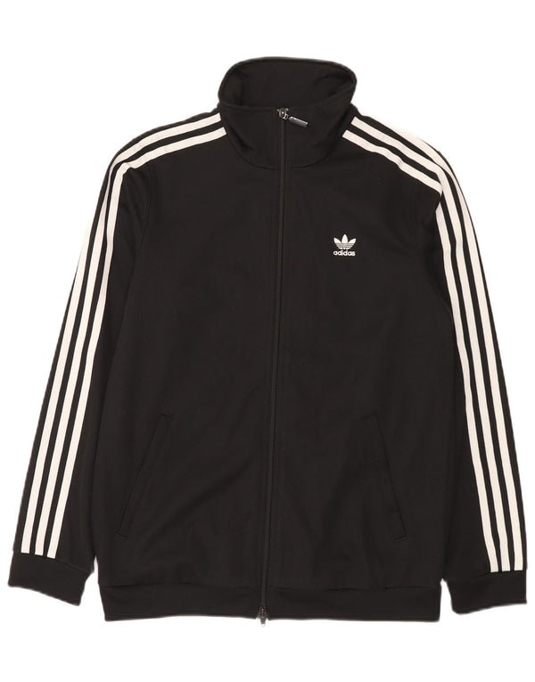 Adidas Mujer Chándal Top Chaqueta Reino Unido 10 Pequeño Algodón Negro