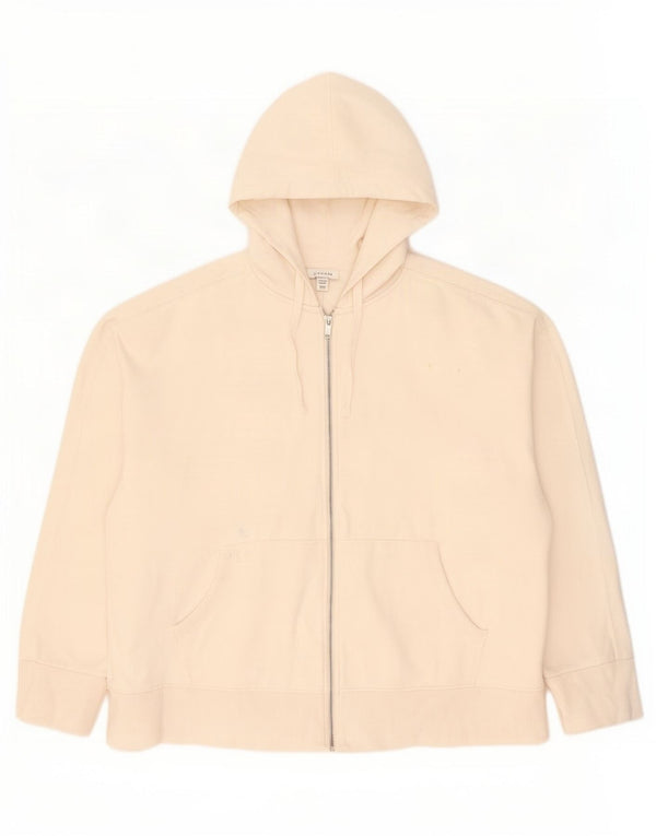 Topshop Suéter con capucha y cremallera extragrande para mujer UK 14 Medium Off White Cotton