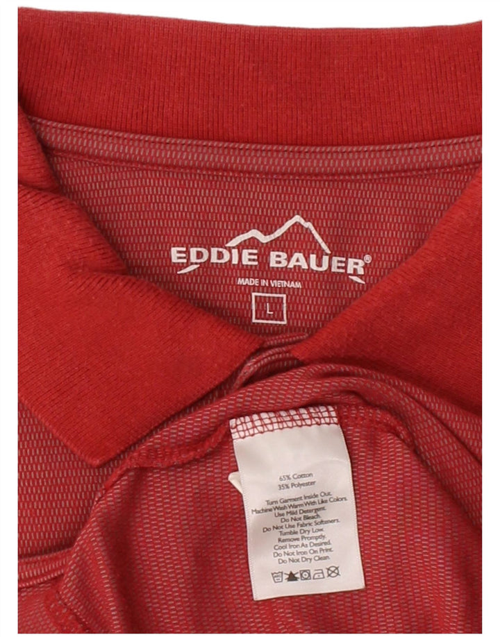 EDDIE BAUER Mens Polo Shirt Large Red Cotton