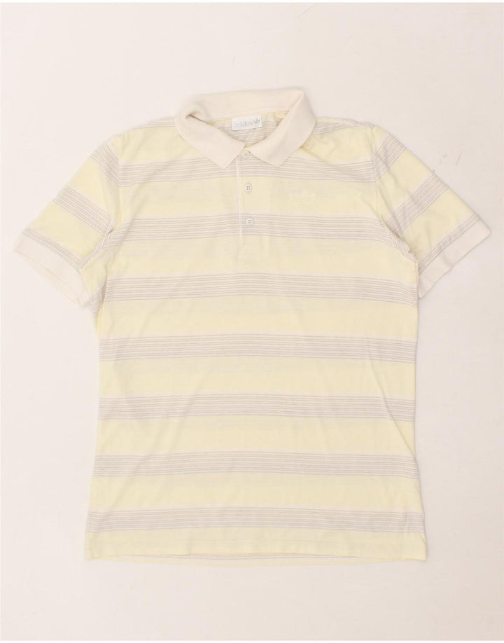 ADIDAS Mens Polo Shirt IT 50 Medium Yellow Striped Vintage Adidas and Second-Hand Adidas from Messina Hembry 