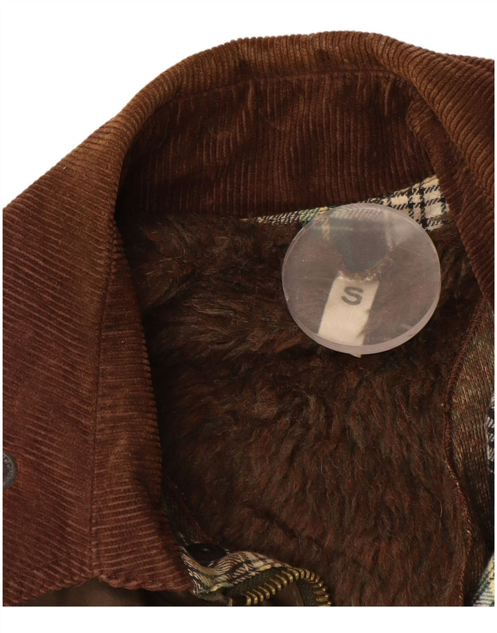 Vintage hombres suelta ajuste chaqueta de algodón encerado Reino Unido 36 pequeño poliéster caqui