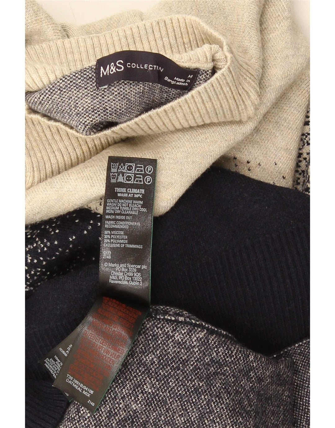 Marks & Spencer Jersey con cuello alto para hombre, talla 40, talla M, multicolor