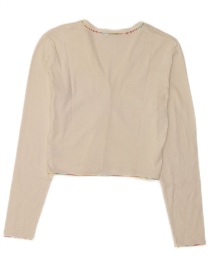 Benetton Cárdigan Corto para Mujer UK 8 Small Blanco