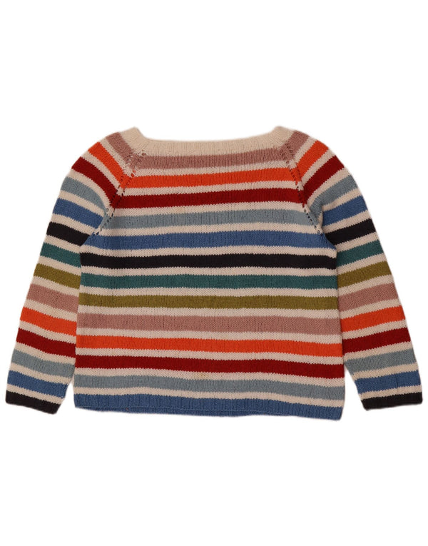Vintage mujer barco cuello jersey suéter Reino Unido 14 medio multicolor rayas