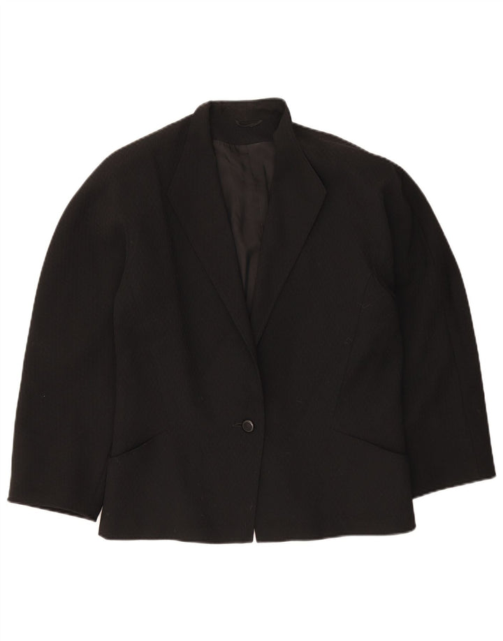 Max Mara Chaqueta Blazer de 1 Botón para Mujer UK 46 Grande Lana Virgen Negra
