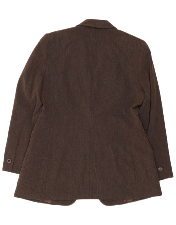 Marks & Spencer Womens 1 Button Blazer Jacket UK 14 Large Brown Viscose