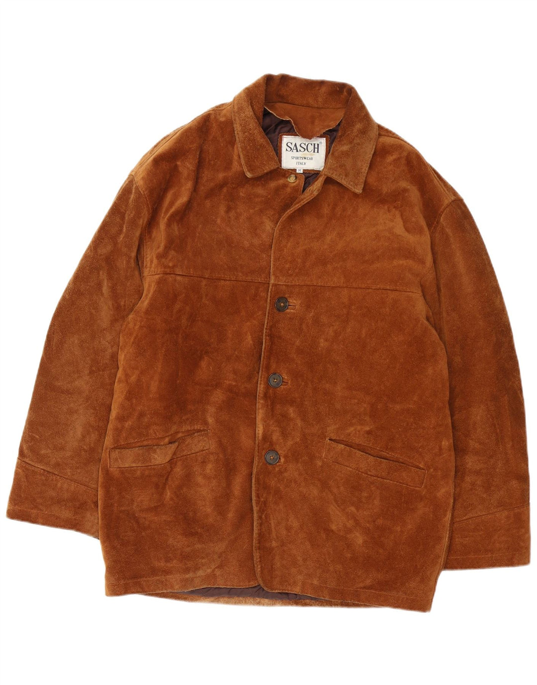 Sasch Chaqueta de ante para hombre UK 38 Cuero marrón medio