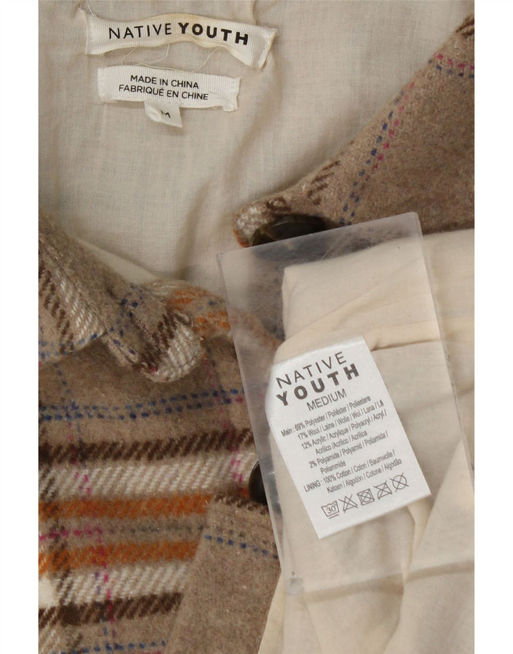 NATIVE YOUTH Camisa de franela extragrande para mujer UK 44 Medium Beige Check