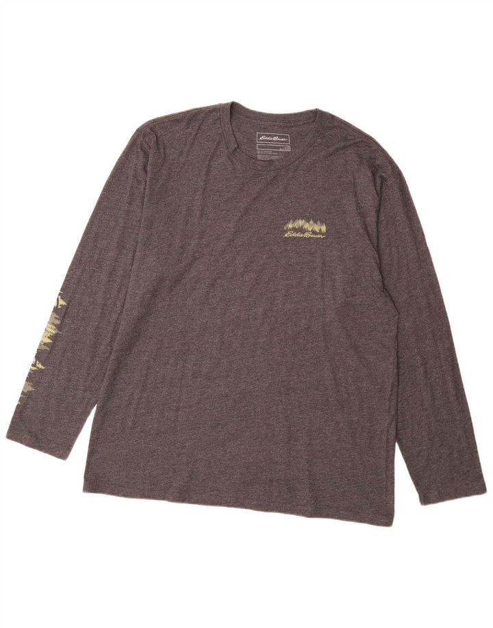 Eddie Bauer Top gráfico para hombre de manga larga de algodón moteado gris grande