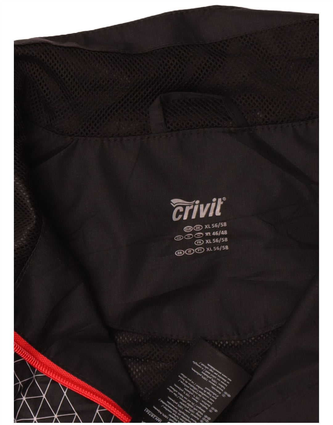 Crivit Chubasquero Hombre UK 46/48 XL Poliéster Geométrico Negro