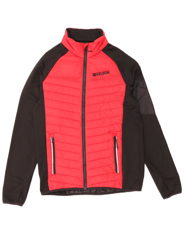 Elevate Chaqueta bomber acolchada con cremallera para hombre UK 38 Medium Red Colourblock Nylon