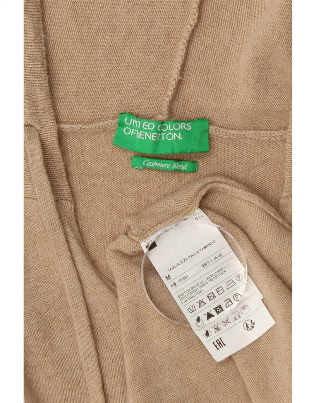 Benetton Jersey Con Capucha Mujer ES 44 Medio Beige Poliamida