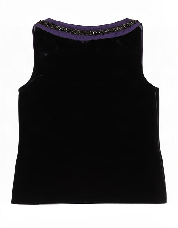 Jaeger Blusa de Terciopelo sin Mangas para Mujer UK 40 Medio Azul Marino
