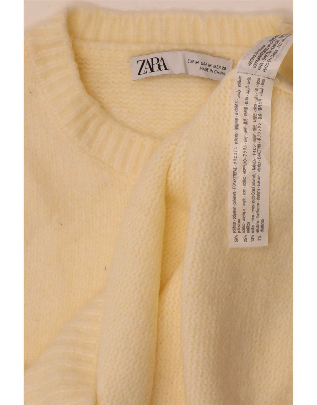 Zara Mujer Chaleco Tank Top UK 12 Medio Off White Poliéster